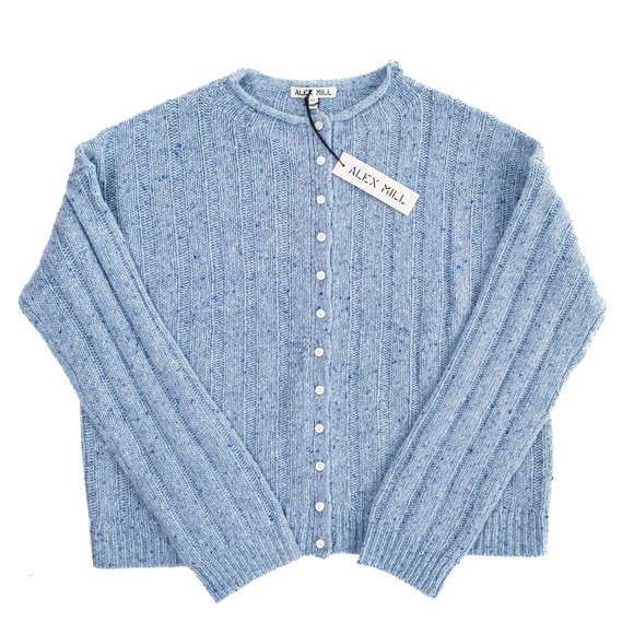 NWT ALEX MILL Reese Merino Wool Blend Cardigan Sweater Blue $175 - Size XL - Picture 3 of 10